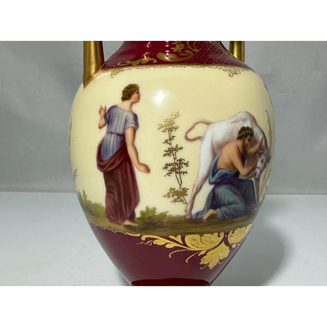 Ceramic Antique Royal Vienna Hand Painted Vase: Neoclassical Sacrifice Scene For Sale - Image 7 of 10