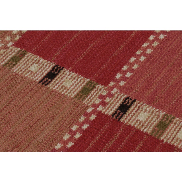 Textile Rug & Kilim’s Scandinavian-Inspired Rug, Geometric Patterns in Red and Pink For Sale - Image 7 of 10