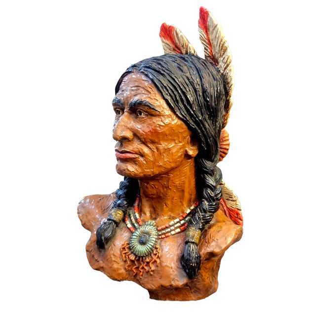 Native American Chief Bust by v. Kendrick #184 Universal Statuary Corp. 1972 Chicago For Sale In Chicago - Image 6 of 8