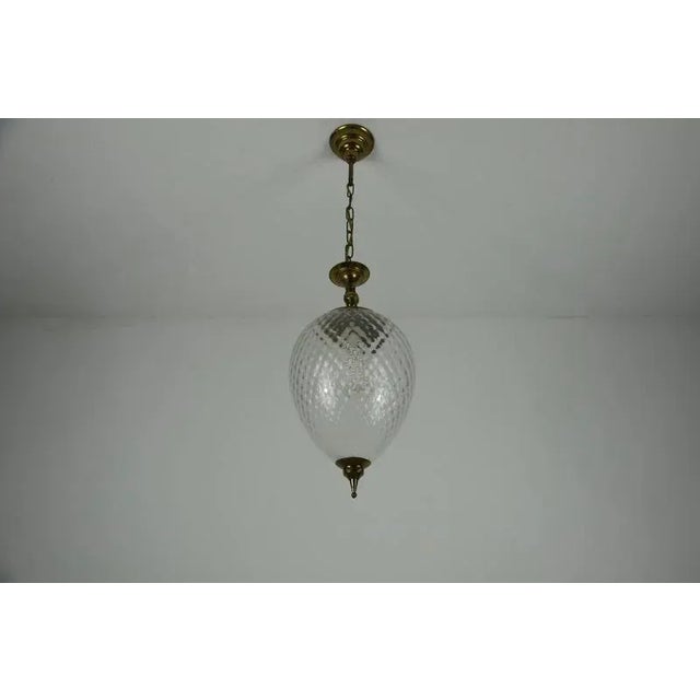 Mid-Century Modern Italian Pendant Lamp in Brass and Glass, 1960s For Sale - Image 9 of 18