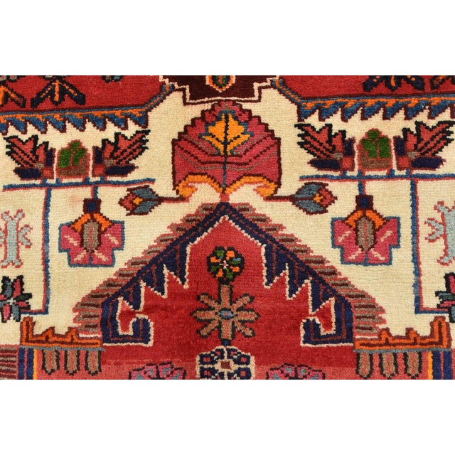 Ivory Zanjan Rug 3'10'' X 4'8'' Ivory Wool Vintage Tribal Hand-Knotted Oriental Carpet For Sale - Image 8 of 12