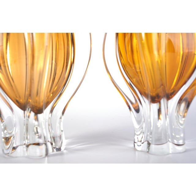 Mid-Century Modern Czech Glass Vase by Josef Hospodka for Sklarny Chribska, 1970s, Set of 2 For Sale - Image 3 of 12