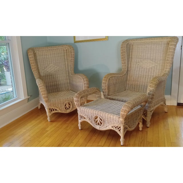A remarkable, museum-quality three-piece suite of vintage 1980s bohemian parlor furniture. This collection includes two...