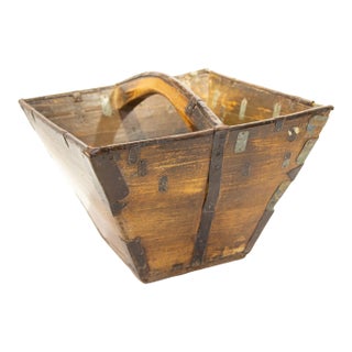 19th C. Antique Chinese Wood Basket For Sale