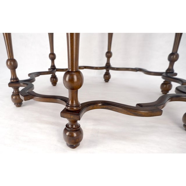 Very Fine Spanish Colonial Figural Stretcher Base Round Banded Center Table MINT For Sale - Image 13 of 13