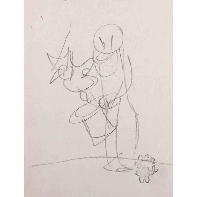 Jean Effel, The Magician, Original Drawing, Mid-20th-Century For Sale