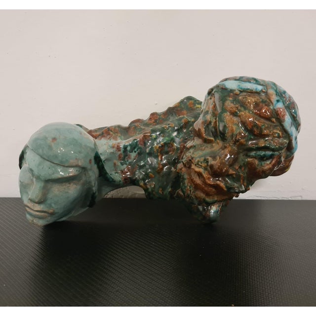 Savino Tripodi, Figurative Sculptures, 1980s, Glazed Terracotta, Set of 2 For Sale - Image 5 of 18