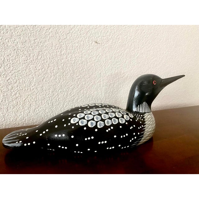Vintage Folk Art Statue Loon L. L. Bean Carved Wood Vintage Stunningly Exquisite Waterfowl Wooden Decorative Decoy Folk Art Statue Mint Condition For Sale - Image 17 of 18
