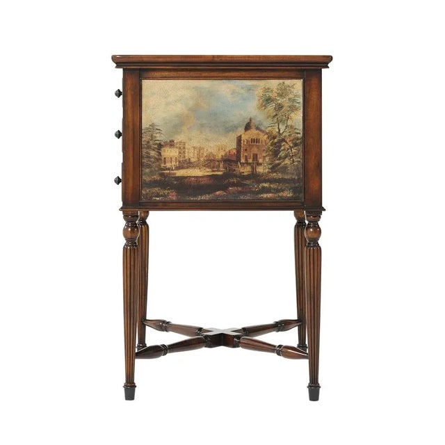 Traditional Traditional Side Table with Landscape Découpage Detail For Sale - Image 3 of 9