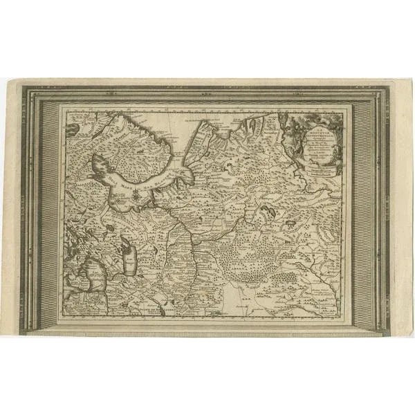 Antique map titled 'La Moscovie Septentrionale (\.)'. Decorative example of van der Aa's map of the northern part of...