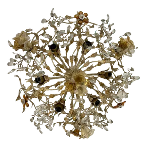 Murano Glass and Floral Tole Chandelier