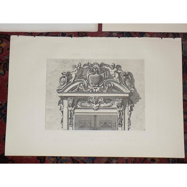 Late 19th Century Antique 19th C. Imperial Folio Palais De Fontainebleau Architectural Detail Engravings - Set of 5 For Sale - Image 5 of 8