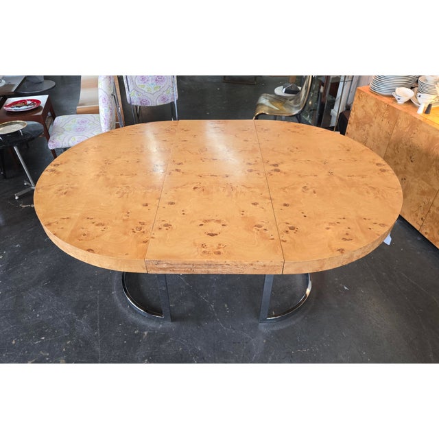 Milo Baughman Burl Wood Dining Table For Sale In Miami - Image 6 of 12