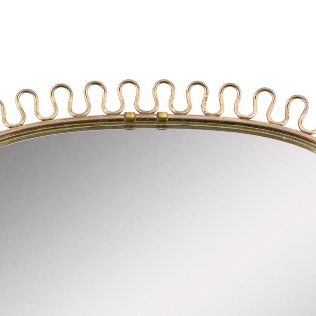 1950s Wall Mirror with Brass Loop Frame by Josef Frank for Svenskt Tenn, Sweden, 1960s For Sale - Image 5 of 7