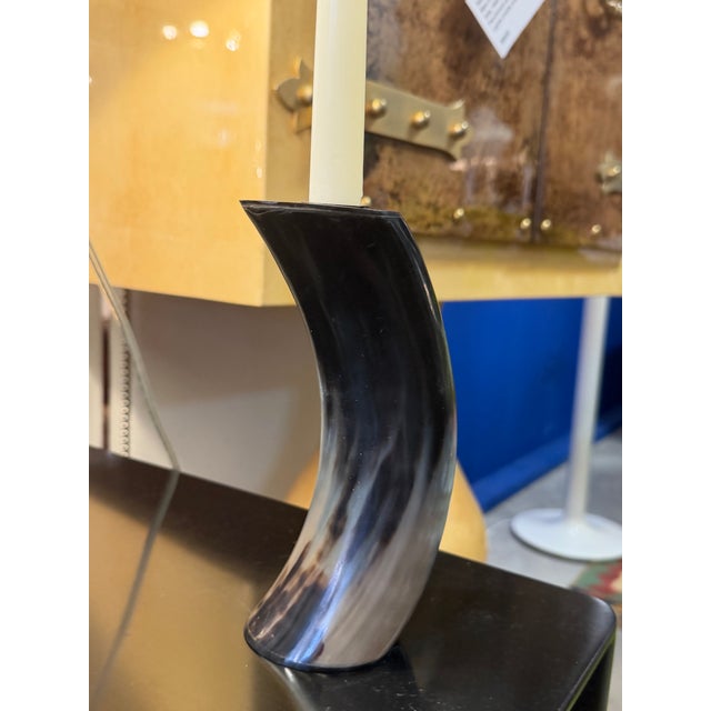 Rustic Hand Made Horn Candlestick For Sale - Image 3 of 9