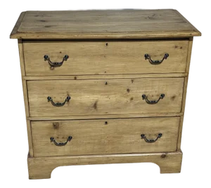 Antique Pine Three Drawers - Chest of Drawers From England