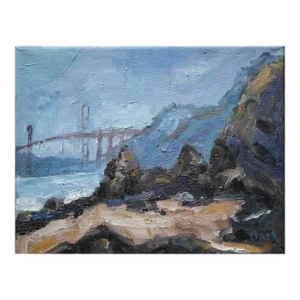 Golden Gate Fog, Modern Impressionist Oil Painting
