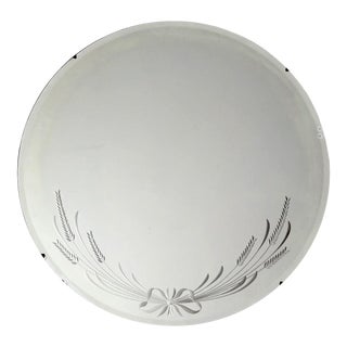 Antique Round Etched Mirror For Sale