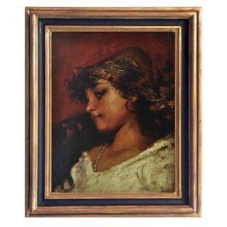 Angelo Granati, Neapolitan School, Country Girl, Italy, 2005, Oil on Canvas, Framed For Sale