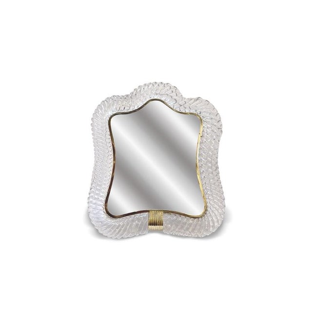 Rococo Table Mirror in Hand-Blown Murano Glass from Barovier & Toso, Italy, 1940s For Sale - Image 3 of 6