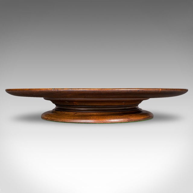 This is an antique display turntable. An English, walnut and glass Lazy Susan, dating to the Edwardian period, circa 1910....