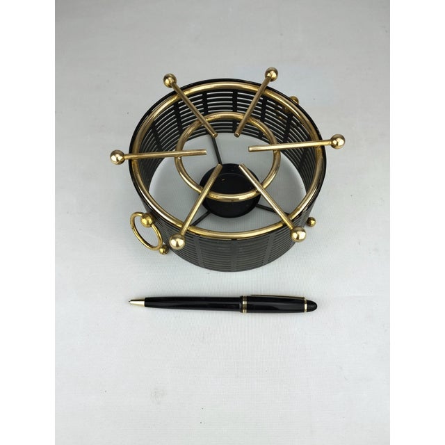 Metal Mid-Century Modern Tea Warmer in Perforated Sheet Metal and Brass, 1950s For Sale - Image 7 of 9