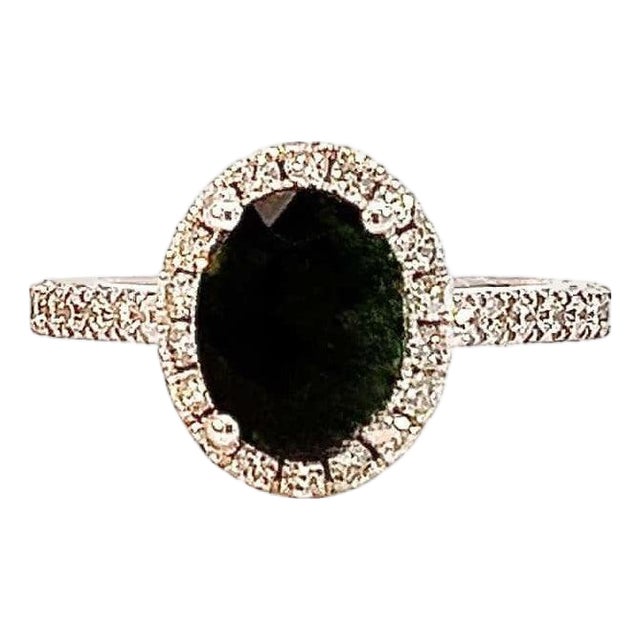 Natural Emerald Diamond Ring 6.5 14k White Gold 9.31 TCW Certified For Sale
