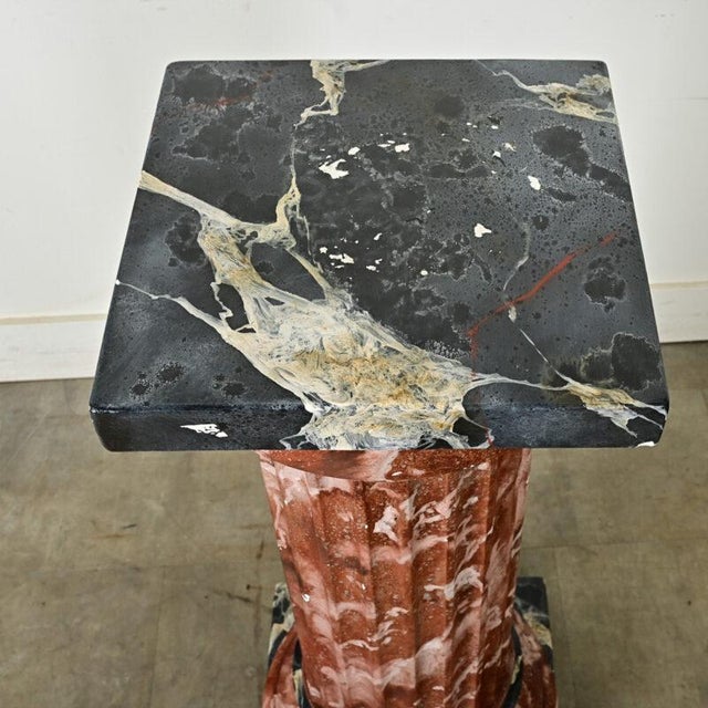 French Vintage Hand-Painted Faux Marble Column For Sale In Baton Rouge - Image 6 of 12