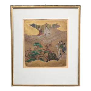 19th Century Japanese Late Edo Period Watercolor Painting With Figures