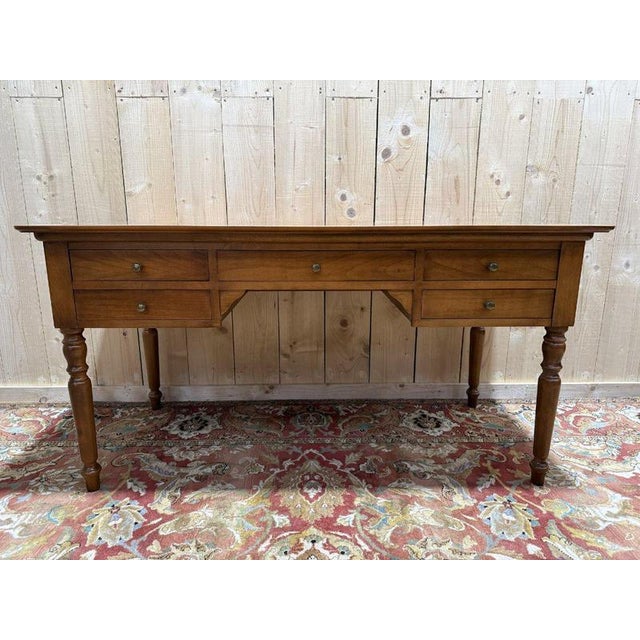 Louis Philippe Style Flat Desk in Cherrywood For Sale - Image 4 of 9