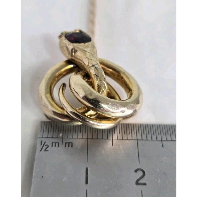 Antique Victorian 9ct Gold Garnet and Diamond Serpent Stickpin, 1890s For Sale - Image 14 of 16