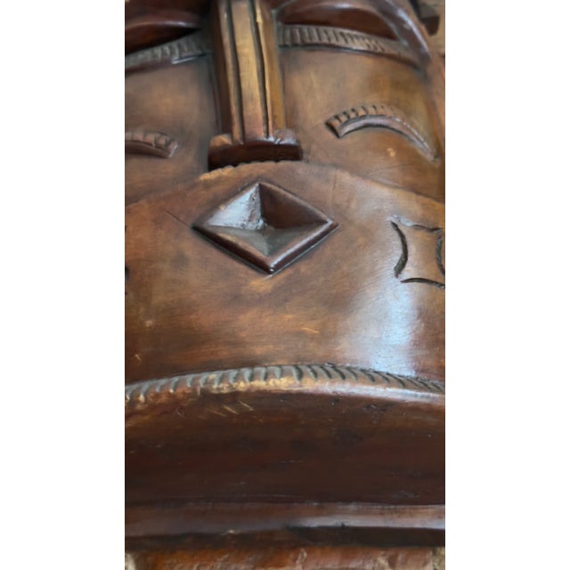 1970 African Tribal Wooden Mask Wall Art For Sale - Image 4 of 8