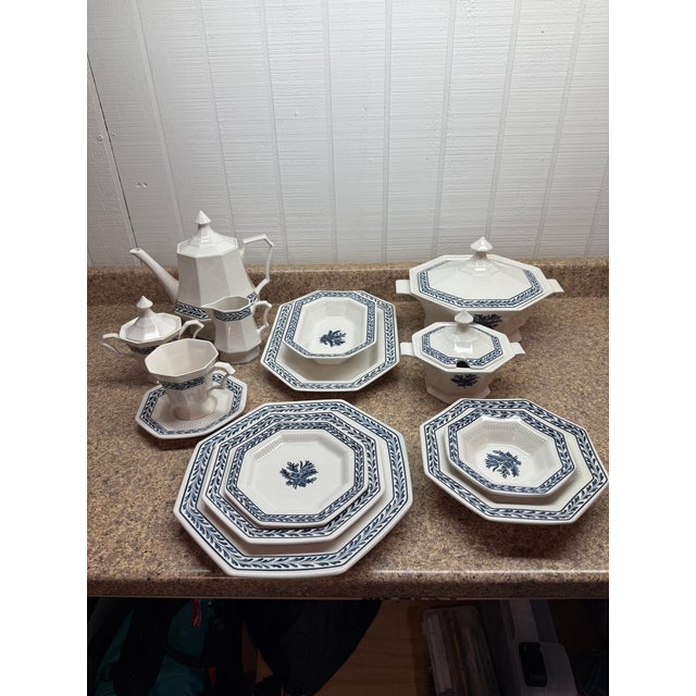 Ceramic 1960s “Blue Tulip” Independence Ironstone by Castleton China Set, Service for 12 - 91pcs For Sale - Image 7 of 12