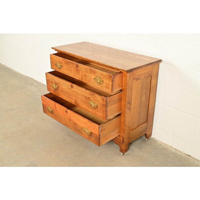 Antique Victorian Carved Oak Dresser or Chest of Drawers, Circa 1890s For Sale In South Bend - Image 6 of 14
