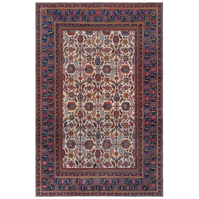 Doris Leslie Blau Antique Indian Botanic Handmade Wool Rug For Sale - Image 4 of 4