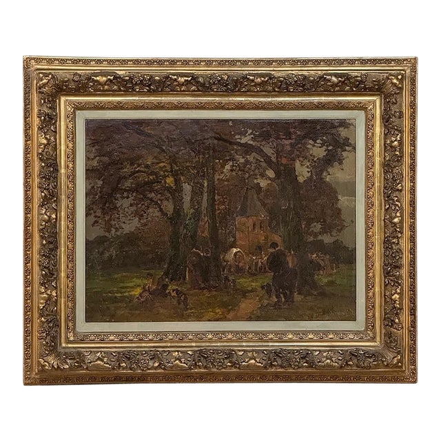 19th Century Belgian Landscape 'Autumn Village' by Victor De Buck (1855-1914) For Sale