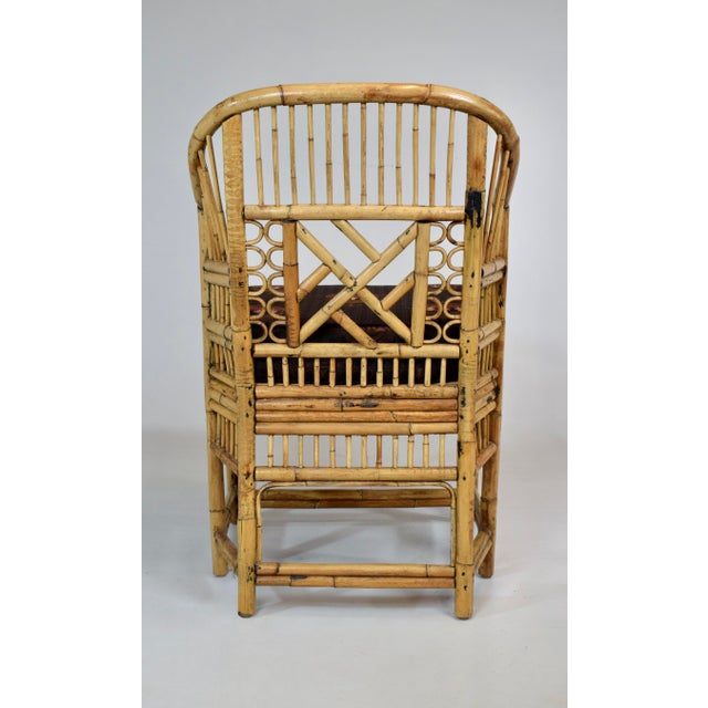 Wood Mid-20th Century Coastal Brighton Pavilion Bamboo and Cane Accent Chair For Sale - Image 7 of 12