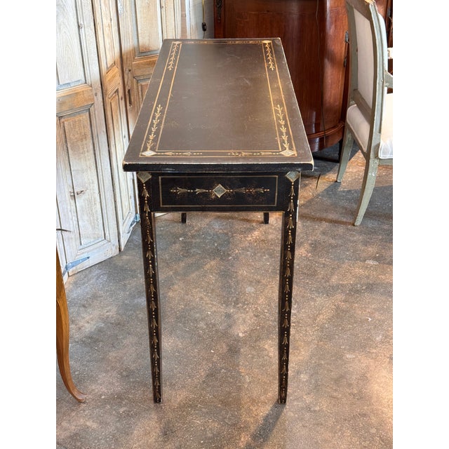 1950s Black Painted Three-Drawer Table With Painted Decoration For Sale - Image 9 of 10