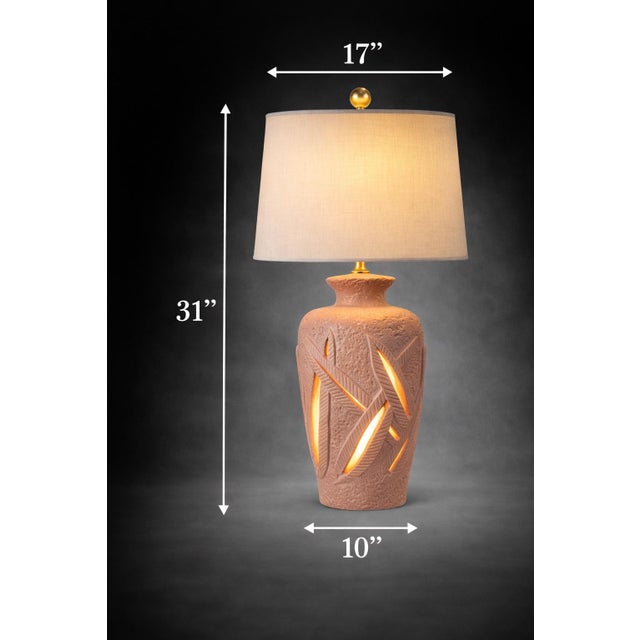 Late 20th Century Late 20th Century Hollywood Regency Table Lamps With Illuminated Palm Frond Cutouts — Palm Beach Hollywood Regency Statement Lighting - a Pair For Sale - Image 5 of 8