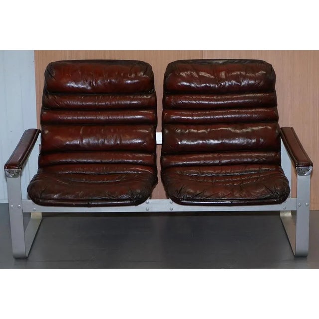 Brown Leather and Chrome Sofa Suite by Aarnio Pulkka Ilmari Lapland, 1960s, Set of 3 For Sale - Image 14 of 18