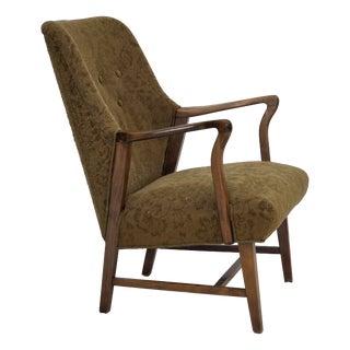 Vintage Danish Armchair in Furniture Wool and Beech Wood, 1960s For Sale