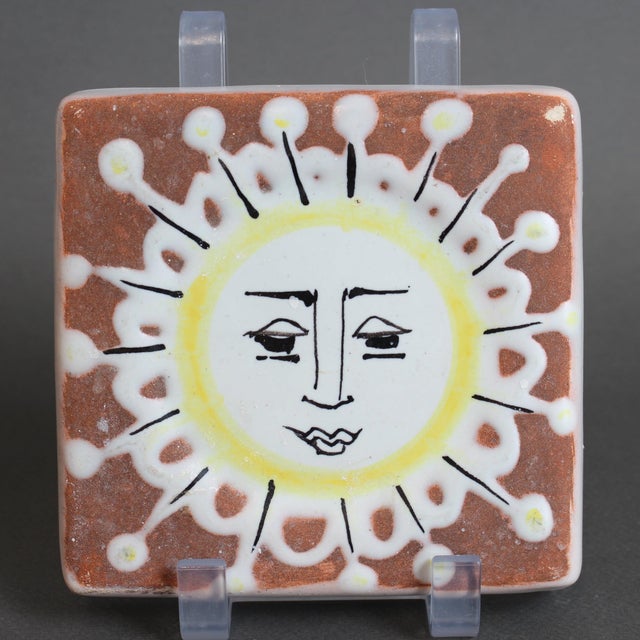 Vintage French Decorative Wall Hanging Tile by Roger Capron, 1950s For Sale - Image 8 of 12