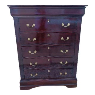 Vintage Wood Chest 6 Drawer Dark Tone the Villa Collection For Sale