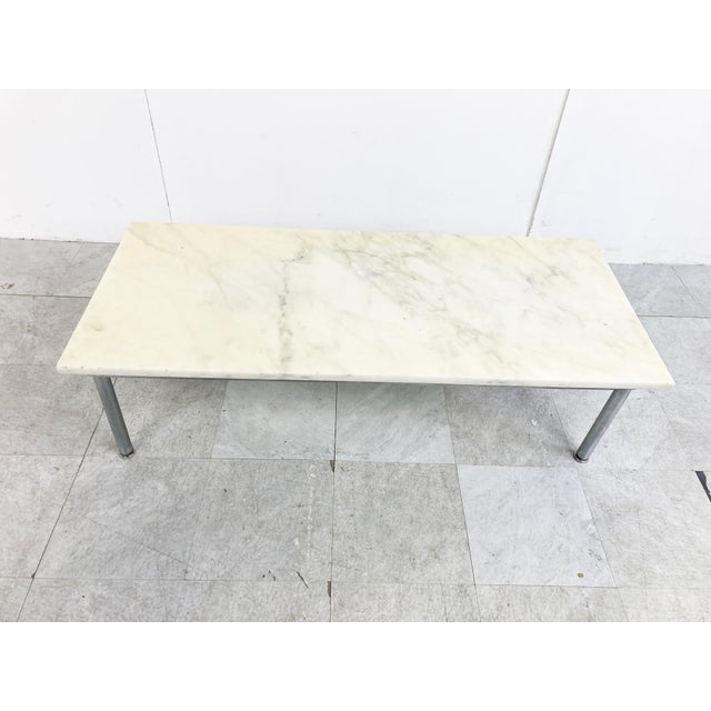 Vintage White Marble Coffee Table, 1960s For Sale - Image 4 of 10