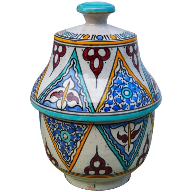 Traditional Early 20th Century Moorish Ceramic Box W/ Pattern For Sale - Image 3 of 12
