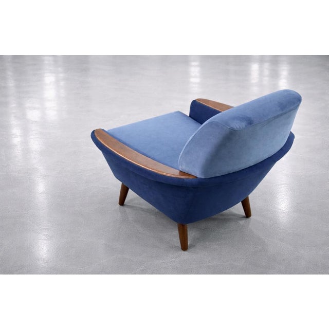 Mid-Century Scandinavian Modern Blue Velvet Living Room Set from Holm Fabriker AB, 1960s, Set of 2 For Sale - Image 4 of 18