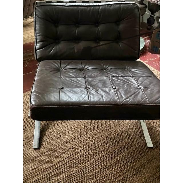 Mid 20th Century Vintage Barcelona Style Chrome and Leather Chair For Sale - Image 5 of 12