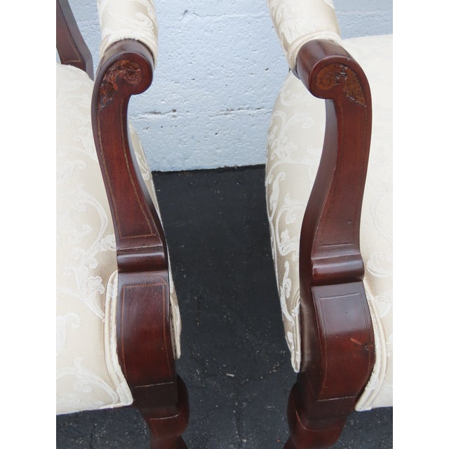 Wood Victorian Late 1880s Carved Inlay Side Chairs a Pair 6643 For Sale - Image 7 of 17