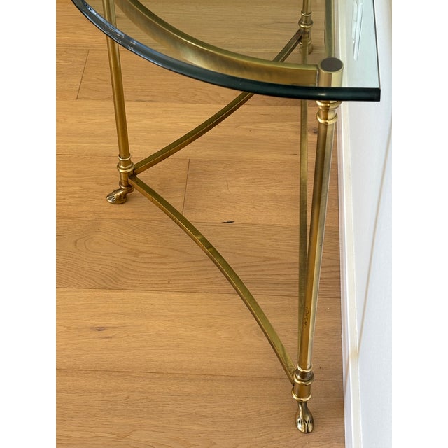 Metal Vintage Italian Brass and Glass Demi-Lune Console Table For Sale - Image 7 of 18