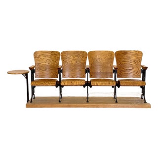 Late 19th Century Restored Oak Auditorium Seat Unit For Sale